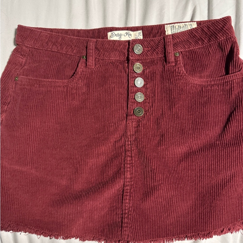 🌼Indigo Rein Burgundy Corduroy Mini Skirt